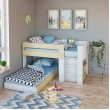 Low height loft bed with transverse lower bed